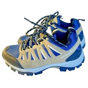 Boys GOODYEAR Striker-P  Tan Navy Blue Hiking Lace Up Outdoor Hiking Shoes -Sz 4